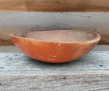 Early Primitive Antique 13 inch Turned Wood Burl Out of Round Wooden Dough Bowl picture