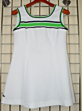 Lacoste Dress VTG 70s Sleeveless Mini White Bright Green Stripes Trim Sz S/M picture