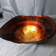 VIntage Italian Amber Art Venetian Glass Bowl  Gold Leaf exterior picture