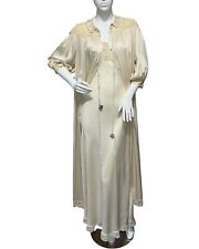 Vintage 1930s Fischer Ivory Silk and Lace Lingerie  Nightgown w Matching Robe picture