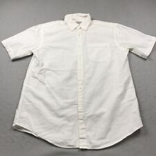 LL Bean Shirt Mens Medium White Seersucker Cotton Casual Traditional Fit Summer picture