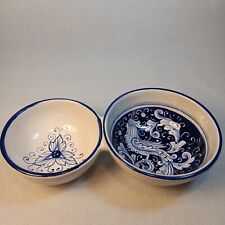 fima deruta Double Bowl Olive Serving Dish made in Italy 2016 Bird Cobalt Blue picture
