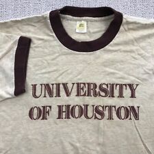 VINTAGE University of Houston Cougars Shirt Mens XL Brown 80s Ringer Tee * picture
