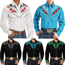 Mens Buttons Down Shirt Long Sleeve Western Cowboy Retro Printed Casual Shirts picture