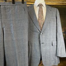 VTG Hickey Freeman 44R 36 x 32 USA MADE 2PC 100% Wool Gray Glen Check 2Btn Suit picture