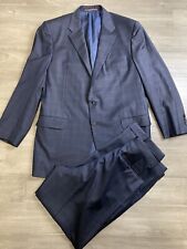 Hickey Freeman Suit Blue Checked Super 150s Wool Loro Piana USA 44L picture