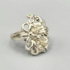 QVC Affinity 1/10 ctw Diamond Accent Sterling Silver Floral Ring Sz 8 5.8g picture