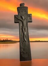VTG Irish Kiln Made Bogland Turf Hand Crafted Penal Christ INRI Christian Cross picture
