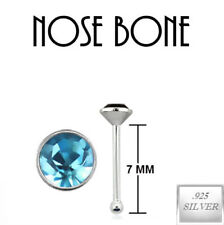 925 Sterling Silver Nose Bone Ring stud 1MM  1.5MM 2MM 2.5MM CZ 22G comfort top picture