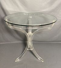 Vintage Mid Century Lucite Acrylic Table w/ Glass Top Stand 26