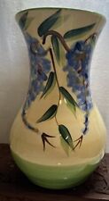 GAIL PITTMAN 2002 Ergon Signed Handpainted Wisteria Grapes Ceramic Pottery Vase picture