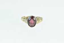 14K Victorian Oval Faceted Almandine Garnet Ring Yellow Gold *52 picture
