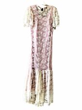 Vintage Lace Dress Victorian Prairie Cottage Core Ruffle Pink Sheath under picture
