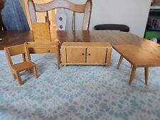 Lot Of Dollhouse Miniature 1:12 Lundby Blonde Wood MCM Furniture In EUC picture
