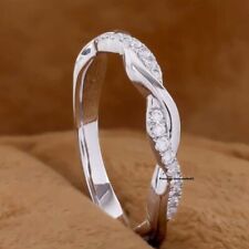 0.80TCW Round Cut Moissanite Twisted Eternity Wedding Band 14k White Gold Plated picture