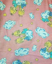 VTG PRECIOUS MOMENTS FABRIC PINK ANGEL SPECTRIX 1990S Sold By The YARD 36 X 48 picture