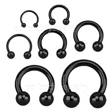 1pc. Black PVD Surgical Steel Horseshoe Circular Barbell Ear & Septum 20G to 14G picture
