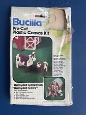 Vintage Bucilla Pre-Cut Plastic Canvas Needlepoint Kit Barnyard Cows picture