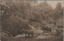 Evansville Vermont Horse Cart Mill? RPPC c1910s Photo Postcard picture