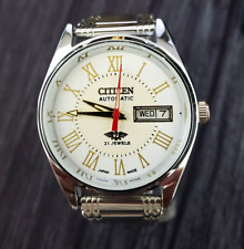Very Rare Vintage Citizen 1970s Day Date Automatic Roman Dial Cleaned & Serviced picture