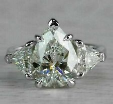 Vintage 3.5CT Pear Cut Moissanite Best 3-Stone Bridal Wedding Ring In 925 Silver picture