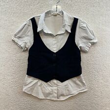 Y2K Vintage Vest Blouse Top Large Alice Cullen Office Corpcore Fairy Whimsigoth picture