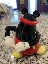 WALT DISNEY VTG MICKEY MOUSE SILHOUETTE CERAMIC TRINKET BOX-COVERED JAR-Repaired picture