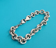Round Circle Links - Solid .925 Sterling Silver Bracelet --  7