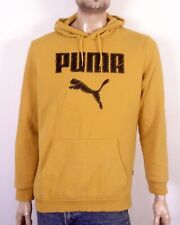 EUC Puma recent Yellow / Textured Rubber Logo Hoodie Sweatshirt Pullover SZ L picture