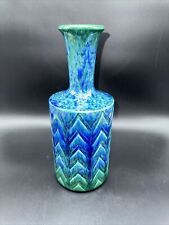 Vintage Royal Haeger Nordic Pottery Vase 4004 Blue Green Drip Glaze MCM Chevron picture
