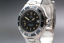 New Batt ◆Exc5◆ Vintage OMEGA Seamaster 200m Quartz Black 1438 Date Men's Watch picture