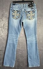 Womens Miss Me Boot Cut Jeans Whiskers Stretch Size 28 (28Wx32L) picture