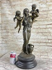 Guardian Angel Standing and Holding  two  Little Angel, Religious Statue Gift picture