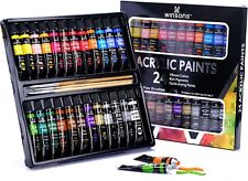 Winsons Premium Acrylic Paint Set Non Toxic 24 Colors 12ml Bonus 3 Paint Brushes picture