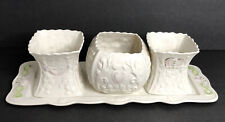 Belleek Claddagh Harmony 3 Candle Holders with Tray Limited Edition Ireland 2006 picture