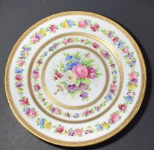RARE 10 3/8” Porcelain CROWN SUTHERLAND England FLORAL GOLD ENCRUSTED PLATE picture
