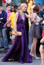 NEW $2995 REEM ACRA ROYAL PURPLE DEEP V SLEEVELESS DRAPED SILK JERSEY GOWN picture