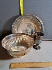 Antique FB Rogers Guild Craft Bowl, Platter & Monogrammed Cup #1945Metals picture