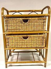 Rare MCM Rattan and Wicker 2 Drawer Stand  picture