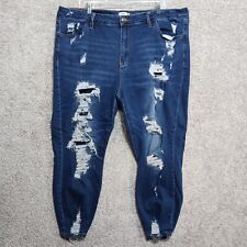Rue+ Jeans Womens 24 Blue Denim Medium Wash High Rise Skinny Ripped Distressed picture