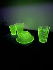 Uranium Lot Hazel Atlas Anchor Hocking Bowl Cups Hand Painted Bright Glow picture