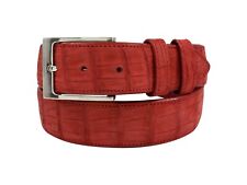 Handmade Genuine AAA ULTRA Suede Red Alligator Leather Belt (Made in U.S.A) picture