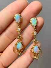 2Ct Pear Cut Genuine Fire Opal Women Drop Dangle Earrings 14K Yellow Gold Plated picture