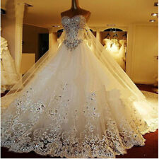 Luxury Crystal Sparkle Wedding Dresses with Detachable Back Train Bridal Gown picture