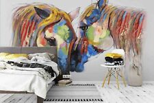 3D Watercolor Horse Color Self-adhesive Removable Wallpaper Murals Wall 316 picture