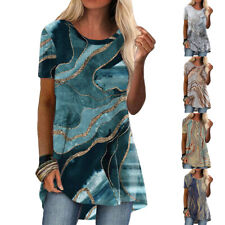 US Womens Printed Loose Tunic Tops Summer Ladies Casual T-Shirt Blouse Plus Size picture