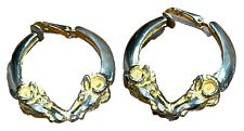 ICONIC Vintage Estate 1980s Rams Head Gold Plated Hoop Clip Pair Of Earrings EUC picture