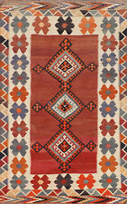 Flat-Pile Wool Vegetable Dye Kilim Rug 5x8 Reversible Vintage Carpet picture