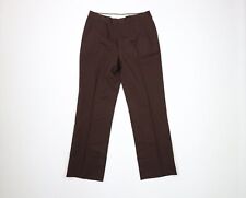 NOS Vtg 30s Mens 29x28 Wool Pleated Button Fly Flared Wide Leg Pants Brown USA picture