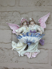 Antique french porcelain angels holy water font religious picture
